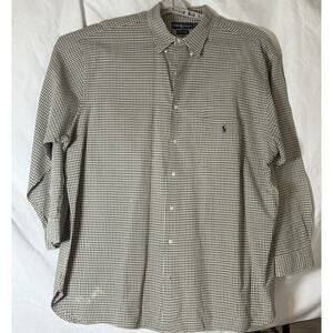 Ralph Lauren Button Down Shirt Men Gingham Check Long Sleeve Polo Logo Classic